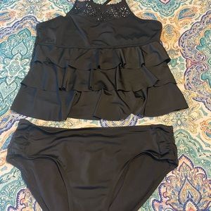Used Justice girls size 16P two piece swim suit